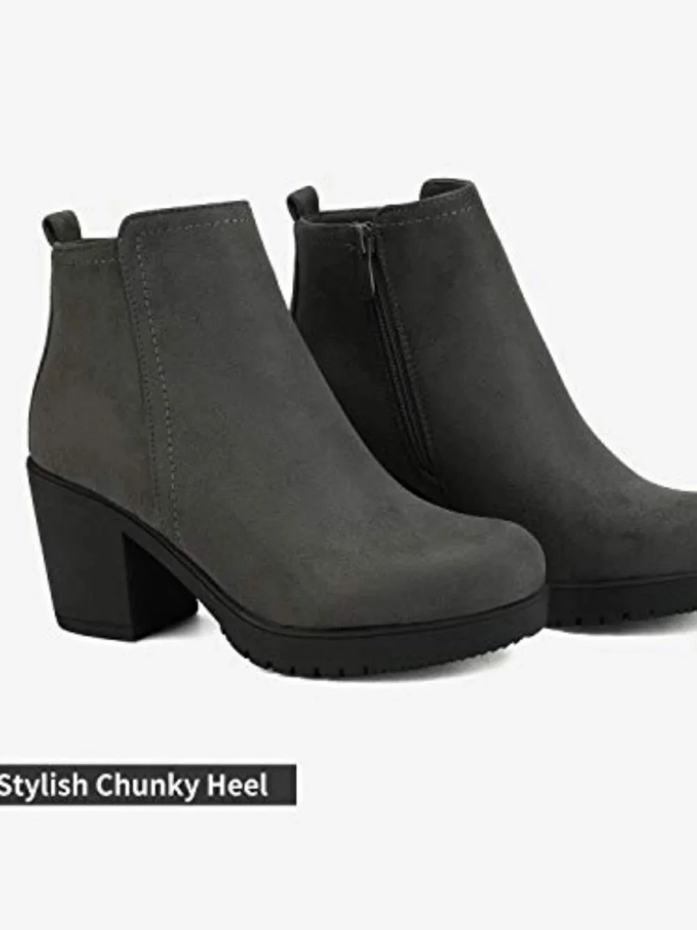 Women's Ankle Boots Chunky Heel Platform Faux Leather Short Booties